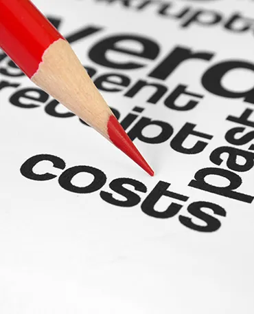 Pencil pointing to costs